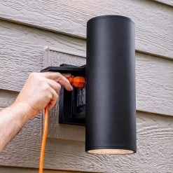 TURRILL Black Matte Outdoor Wall Cylinder Light Up Down by Home Decorators Collection -Outlet Home Decorators Collection Store black matte home decorators collection outdoor sconces 80706 c3 1000