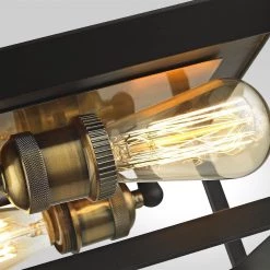 Walden Forge 2-Light Black Frame Flush Mount Ceiling Light with Antique Brass Sockets by Home Decorators Collection -Outlet Home Decorators Collection Store black with antique brass home decorators collection flush mount lights hd 1550 i 44 1000