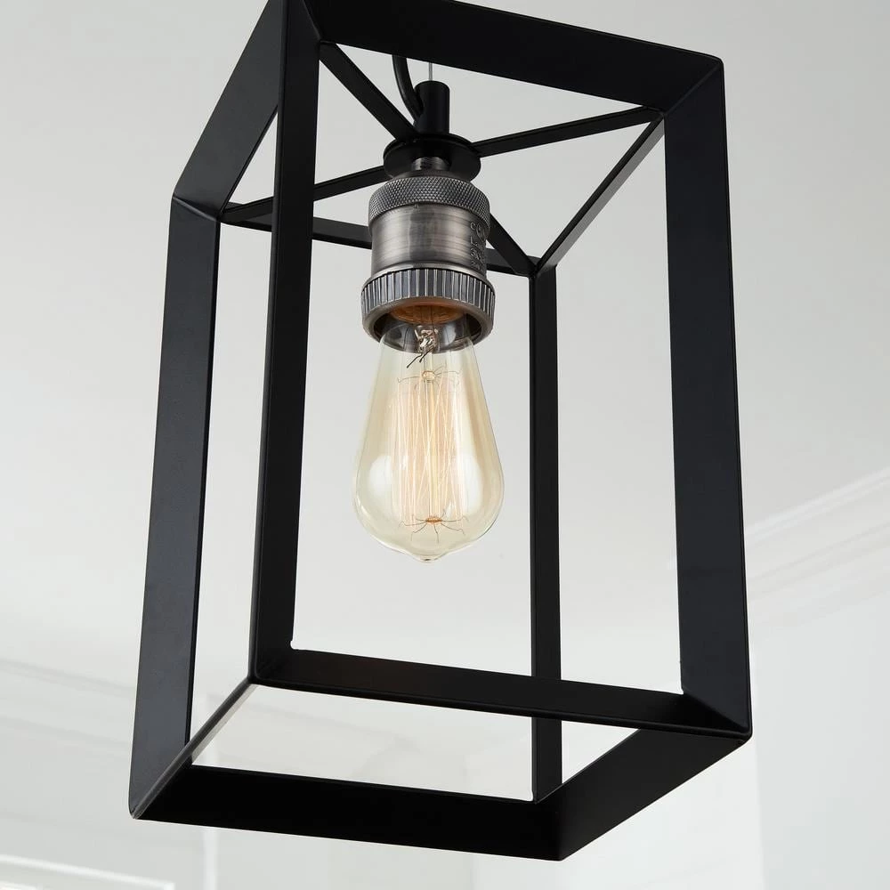 Walden Forge 1-Light Black Frame Pendant with Antique Nickel by Home Decorators Collection 5 Walden Forge 1-Light Black Frame Pendant with Antique Nickel by Home Decorators Collection - Image 3