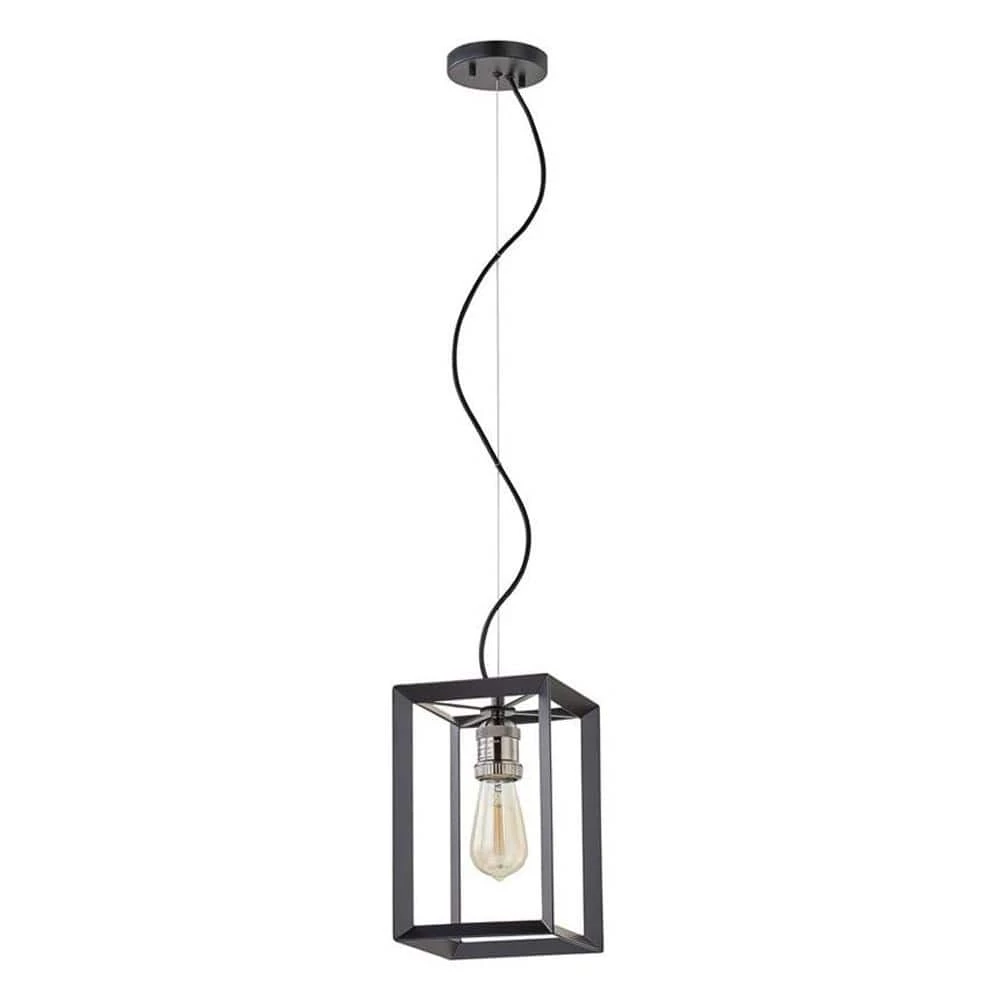 Walden Forge 1-Light Black Frame Pendant with Antique Nickel by Home Decorators Collection 3 Walden Forge 1-Light Black Frame Pendant with Antique Nickel by Home Decorators Collection