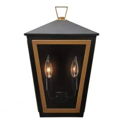 Lampson 16 in. 2-Light Black with Gold Hardwired Tapered Outdoor Wall Lantern Sconce by Home Decorators Collection -Outlet Home Decorators Collection Store black with gold home decorators collection outdoor sconces hdp00766 40 1000