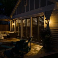 Lampson 16 in. 2-Light Black with Gold Hardwired Tapered Outdoor Wall Lantern Sconce by Home Decorators Collection -Outlet Home Decorators Collection Store black with gold home decorators collection outdoor sconces hdp00766 76 1000