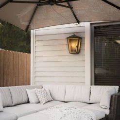 Lampson 20.375 in. 2-Light Black with Gold Hardwired Tapered Outdoor Wall Lantern Sconce by Home Decorators Collection -Outlet Home Decorators Collection Store black with gold home decorators collection outdoor sconces hdp00767 1f 1000