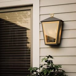 Lampson 20.375 in. 2-Light Black with Gold Hardwired Tapered Outdoor Wall Lantern Sconce by Home Decorators Collection -Outlet Home Decorators Collection Store black with gold home decorators collection outdoor sconces hdp00767 4f 1000