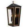 Lampson 20.375 in. 2-Light Black with Gold Hardwired Tapered Outdoor Wall Lantern Sconce by Home Decorators Collection