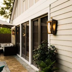 Lampson 20.375 in. 2-Light Black with Gold Hardwired Tapered Outdoor Wall Lantern Sconce by Home Decorators Collection -Outlet Home Decorators Collection Store black with gold home decorators collection outdoor sconces hdp00767 fa 1000