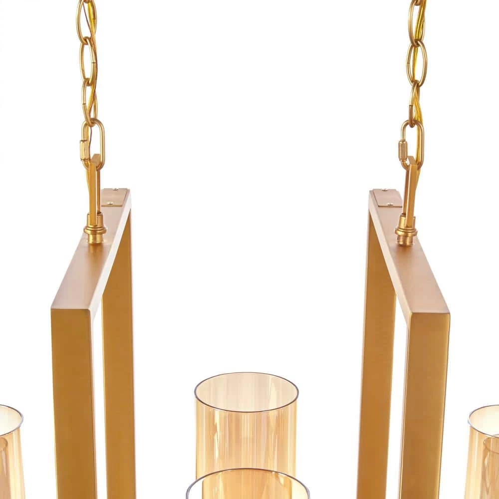 Samantha 60-Watt 8-Light LED Brass Chandelier with Clear and Frosted Shades by Home Decorators Collection 8 Samantha 60-Watt 8-Light LED Brass Chandelier with Clear and Frosted Shades by Home Decorators Collection - Image 6