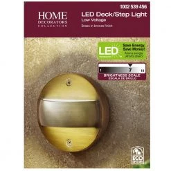 6-Watt Brass Outdoor Integrated LED 2700K White Warm Landscape Deck Light by Home Decorators Collection -Outlet Home Decorators Collection Store brass home decorators collection deck rail lights exq03 led a0 1000