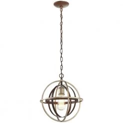 Barton Bay 1-Light Bronze and Champagne Pewter Orb Mini Pendant by Home Decorators Collection