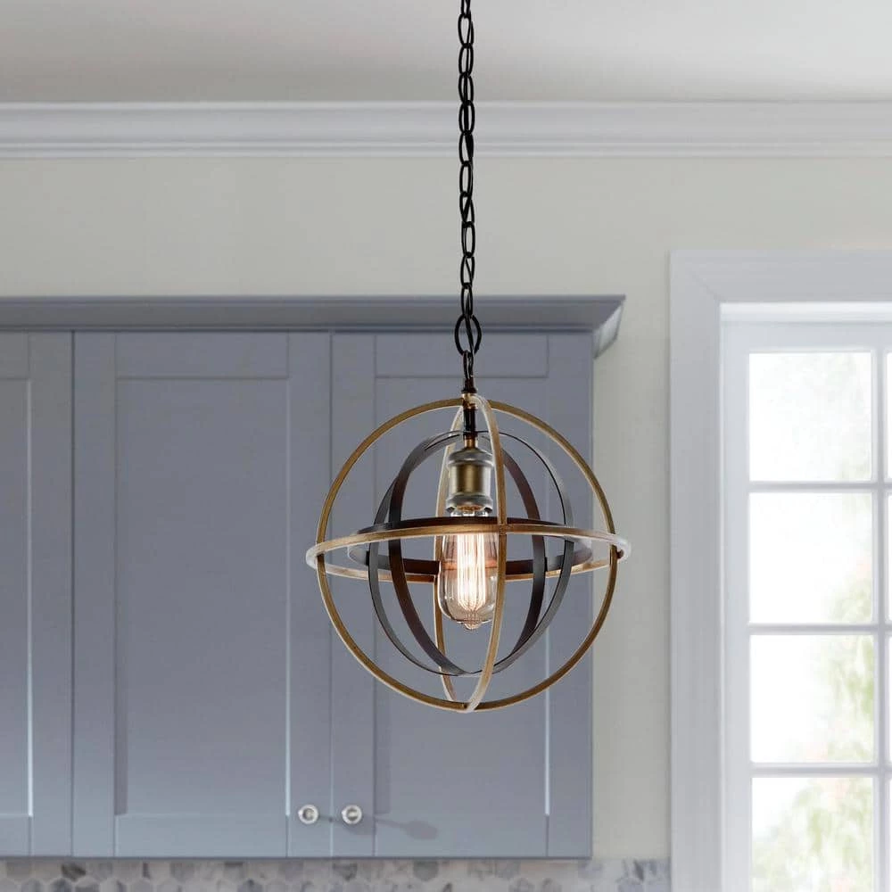 Barton Bay 1-Light Bronze and Champagne Pewter Orb Mini Pendant by Home Decorators Collection 4 Barton Bay 1-Light Bronze and Champagne Pewter Orb Mini Pendant by Home Decorators Collection - Image 2