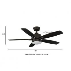 Fawndale 46 in. Indoor Integrated LED Bronze Ceiling Fan with Light Kit, 5 Reversible Blades and Remote Control by Home Decorators Collection -Outlet Home Decorators Collection Store bronze home decorators collection ceiling fans with lights 52021 a0 1000