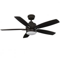 Fawndale 46 in. Indoor Integrated LED Bronze Ceiling Fan with Light Kit, 5 Reversible Blades and Remote Control by Home Decorators Collection -Outlet Home Decorators Collection Store bronze home decorators collection ceiling fans with lights 52021 c3 1000