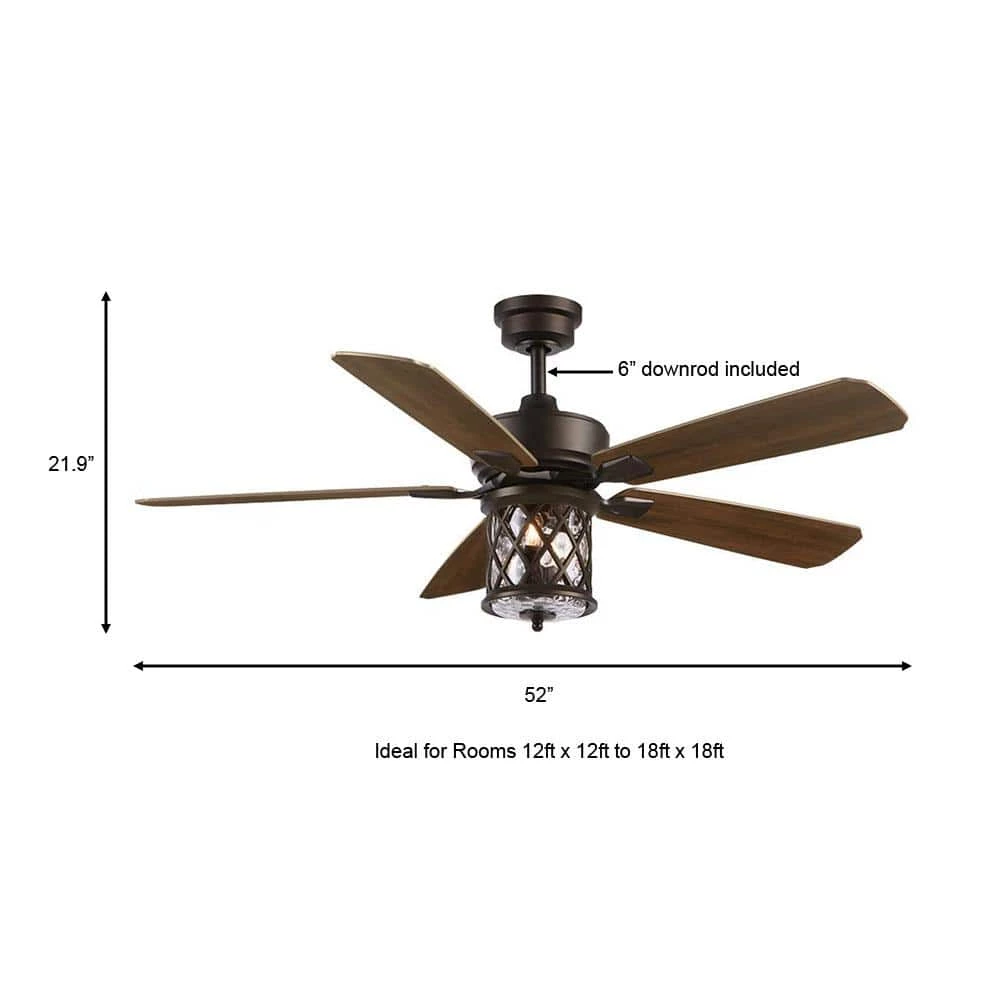Pine Meadows 52 in. Indoor/Outdoor LED Bronze Damp Rated Downrod Ceiling Fan with Dimmable Light Kit and Remote Control by Home Decorators Collection 6 Pine Meadows 52 in. Indoor/Outdoor LED Bronze Damp Rated Downrod Ceiling Fan with Dimmable Light Kit and Remote Control by Home Decorators Collection - Image 4