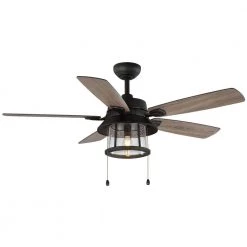 Shanahan 52 in. Indoor/Outdoor LED Bronze Ceiling Fan with Light Kit, Downrod and Reversible Blades by Home Decorators Collection -Outlet Home Decorators Collection Store bronze home decorators collection ceiling fans with lights 59201 44 1000
