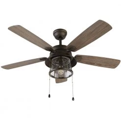 Shanahan 52 in. Indoor/Outdoor LED Bronze Ceiling Fan with Light Kit, Downrod and Reversible Blades by Home Decorators Collection