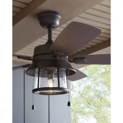 Shanahan 52 in. Indoor/Outdoor LED Bronze Ceiling Fan with Light Kit, Downrod and Reversible Blades by Home Decorators Collection -Outlet Home Decorators Collection Store bronze home decorators collection ceiling fans with lights 59201 66 1000