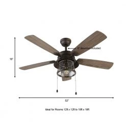 Shanahan 52 in. Indoor/Outdoor LED Bronze Ceiling Fan with Light Kit, Downrod and Reversible Blades by Home Decorators Collection -Outlet Home Decorators Collection Store bronze home decorators collection ceiling fans with lights 59201 a0 1000