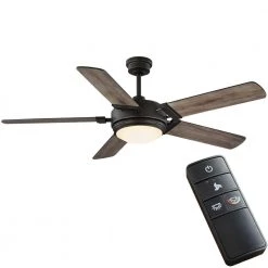Blakeridge 60 in. White Color Changing Integrated LED Bronze Indoor/Outdoor Ceiling Fan with Light Kit and Remote by Home Decorators Collection
