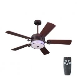 52 in. Indoor Bronze Organza Shade Ceiling Fan with Light Kit and Remote Control by Home Decorators Collection