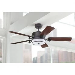 52 in. Indoor Bronze Organza Shade Ceiling Fan with Light Kit and Remote Control by Home Decorators Collection -Outlet Home Decorators Collection Store bronze home decorators collection ceiling fans with lights 89763 66 1000