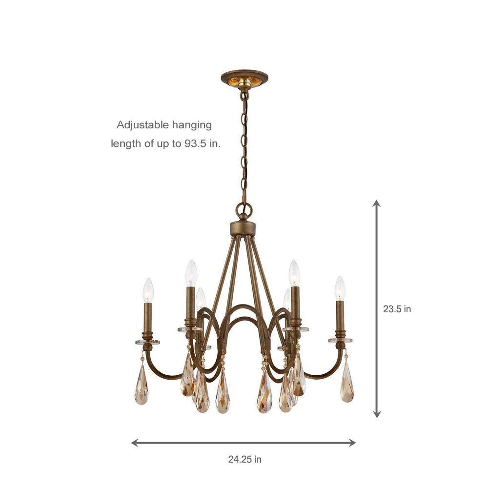 6-Light Bronze Chandelier with Oversized Crystal Drops by Home Decorators Collection 8 6-Light Bronze Chandelier with Oversized Crystal Drops by Home Decorators Collection - Image 6