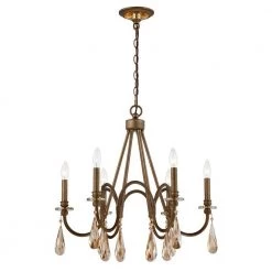 6-Light Bronze Chandelier with Oversized Crystal Drops by Home Decorators Collection