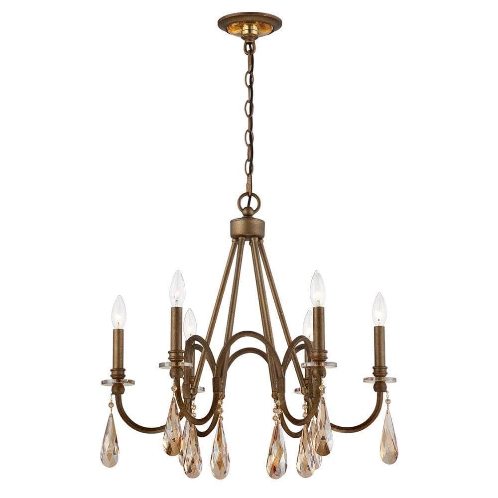 6-Light Bronze Chandelier with Oversized Crystal Drops by Home Decorators Collection 3 6-Light Bronze Chandelier with Oversized Crystal Drops by Home Decorators Collection