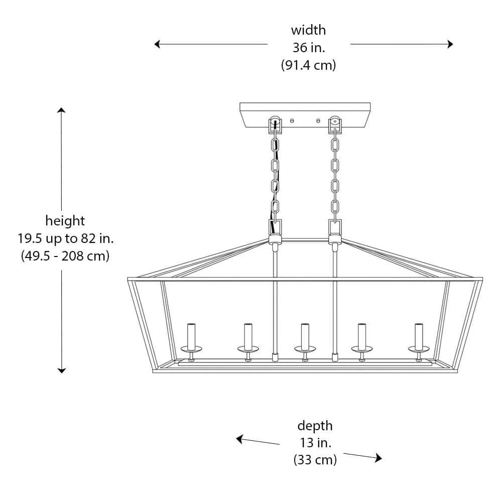 Weyburn 5-Light 36 in. Bronze Caged Farmhouse Linear Island Hanging Chandelier for Kitchen by Home Decorators Collection 4 Weyburn 5-Light 36 in. Bronze Caged Farmhouse Linear Island Hanging Chandelier for Kitchen by Home Decorators Collection - Image 3