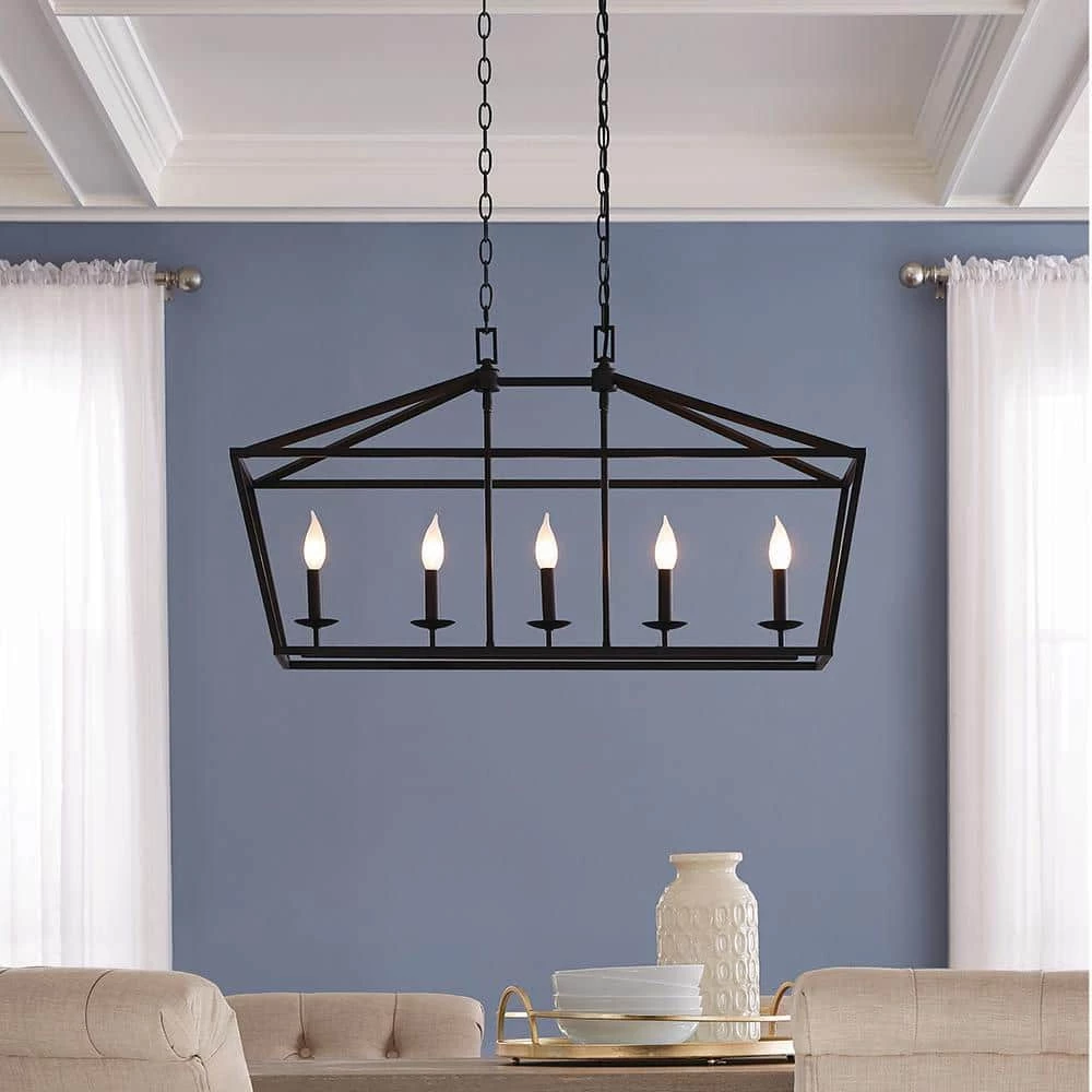 Weyburn 5-Light 36 in. Bronze Caged Farmhouse Linear Island Hanging Chandelier for Kitchen by Home Decorators Collection 11 Weyburn 5-Light 36 in. Bronze Caged Farmhouse Linear Island Hanging Chandelier for Kitchen by Home Decorators Collection - Image 10