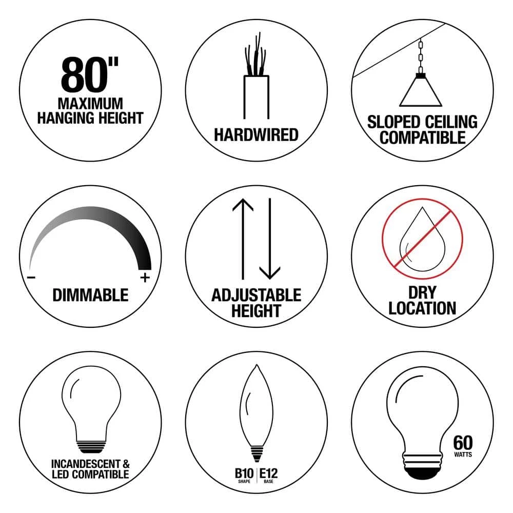 Weyburn 5-Light 36 in. Bronze Caged Farmhouse Linear Island Hanging Chandelier for Kitchen by Home Decorators Collection 5 Weyburn 5-Light 36 in. Bronze Caged Farmhouse Linear Island Hanging Chandelier for Kitchen by Home Decorators Collection - Image 4