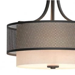 Summit Collection 16 in. 3-Light Bronze Mesh Semi-Flush Mount with Inner Cream Fabric Shade by Home Decorators Collection -Outlet Home Decorators Collection Store bronze home decorators collection flush mount lights 17109 c3 1000