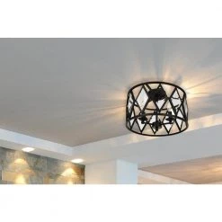 Tessali 16 in. 3-Light Bronze Prismatic Glass Flush Mount Ceiling Light by Home Decorators Collection -Outlet Home Decorators Collection Store bronze home decorators collection flush mount lights 20364 001 1d 1000