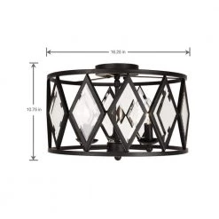 Tessali 16 in. 3-Light Bronze Prismatic Glass Flush Mount Ceiling Light by Home Decorators Collection -Outlet Home Decorators Collection Store bronze home decorators collection flush mount lights 20364 001 40 1000
