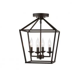 Weyburn 16.5 in. 4-Light Bronze Semi-Flush Mount Kitchen Ceiling Light Fixture by Home Decorators Collection
