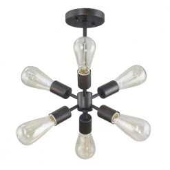 Leonie 6-Light Bronze Sputnik Semi-Flush Mount by Home Decorators Collection