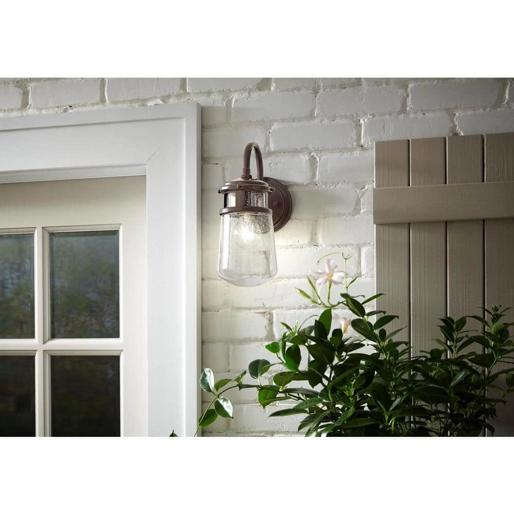 1-Light Antique Bronze Outdoor Wall Lantern Sconce by Home Decorators Collection 4 1-Light Antique Bronze Outdoor Wall Lantern Sconce by Home Decorators Collection - Image 2