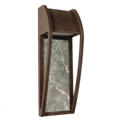 1-Light Bronze Patina Outdoor Integrated LED Wall Lantern Sconce with Ceramic Back Plate by Home Decorators Collection