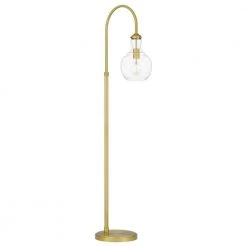 Bakerston 60 in. Brushed Brass Floor Lamp with Clear Glass Shade by Home Decorators Collection