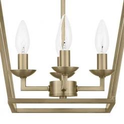 Weyburn 16.5 in. 4-Light Brushed Brass Lantern Farmhouse Semi-Flush Mount Ceiling Light Fixture by Home Decorators Collection -Outlet Home Decorators Collection Store brushed brass home decorators collection flush mount lights c5596 bb 40 1000