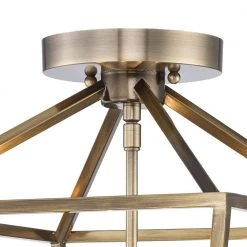 Weyburn 16.5 in. 4-Light Brushed Brass Lantern Farmhouse Semi-Flush Mount Ceiling Light Fixture by Home Decorators Collection -Outlet Home Decorators Collection Store brushed brass home decorators collection flush mount lights c5596 bb 44 1000