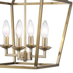 Weyburn 16.5 in. 4-Light Brushed Brass Lantern Farmhouse Semi-Flush Mount Ceiling Light Fixture by Home Decorators Collection -Outlet Home Decorators Collection Store brushed brass home decorators collection flush mount lights c5596 bb 4f 1000