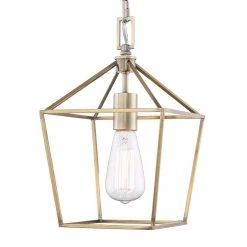 Weyburn 1-Light Caged Brushed Brass Farmhouse Hanging Mini Kitchen Pendant Light by Home Decorators Collection -Outlet Home Decorators Collection Store brushed brass home decorators collection pendant lights 16201 bb 4f 1000