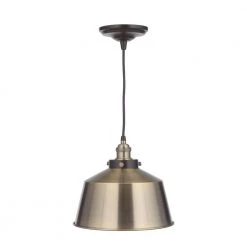 Vintage Chic 1-Light Brushed Brass Pendant with Brushed Brass Lamp Socket by Home Decorators Collection