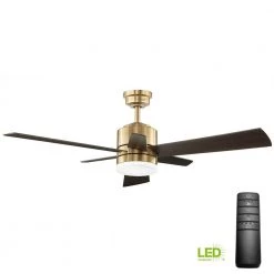 Hexton 52 in. Indoor Integrated LED Brushed Gold Ceiling Fan with Light Kit, Remote Control and 6 Reversible Blades by Home Decorators Collection -Outlet Home Decorators Collection Store brushed gold home decorators collection ceiling fans with lights 56024 66 1000