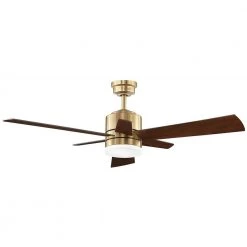 Hexton 52 in. Indoor Integrated LED Brushed Gold Ceiling Fan with Light Kit, Remote Control and 6 Reversible Blades by Home Decorators Collection -Outlet Home Decorators Collection Store brushed gold home decorators collection ceiling fans with lights 56024 77 1000