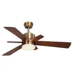 Hexton 52 in. Indoor Integrated LED Brushed Gold Ceiling Fan with Light Kit, Remote Control and 6 Reversible Blades by Home Decorators Collection -Outlet Home Decorators Collection Store brushed gold home decorators collection ceiling fans with lights 56024 fa 1000