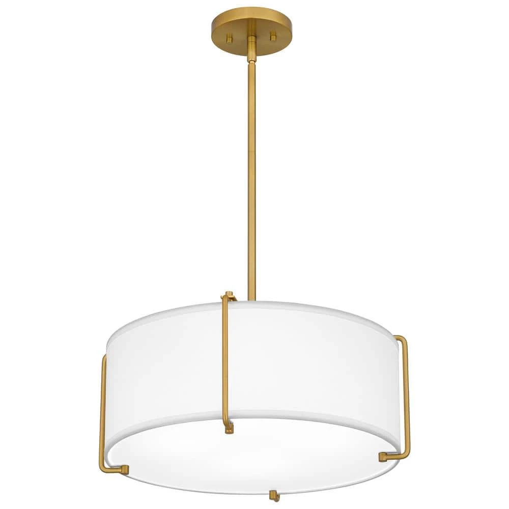 Brookley 4-Light Brushed Gold Pendant with White Fabric Shade by Home Decorators Collection 6 Brookley 4-Light Brushed Gold Pendant with White Fabric Shade by Home Decorators Collection - Image 4