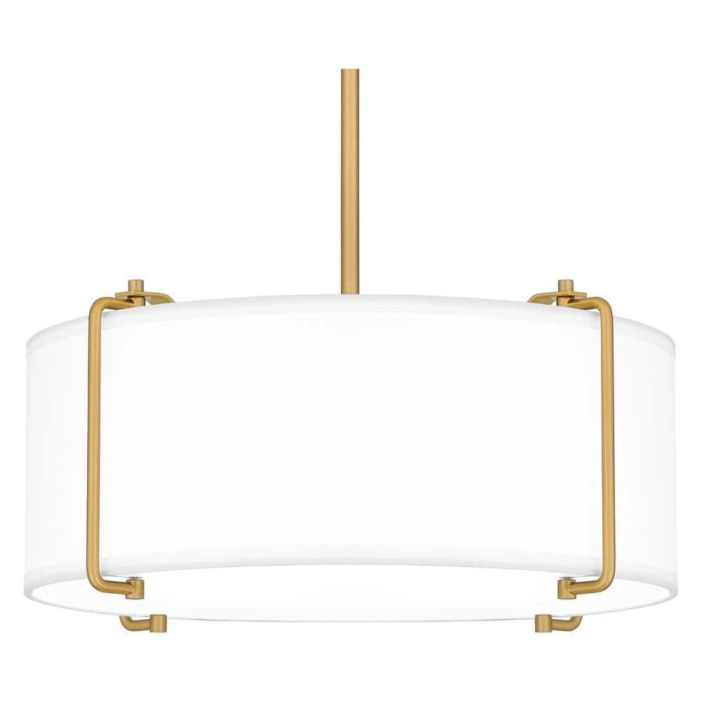 Brookley 4-Light Brushed Gold Pendant with White Fabric Shade by Home Decorators Collection 7 Brookley 4-Light Brushed Gold Pendant with White Fabric Shade by Home Decorators Collection - Image 5