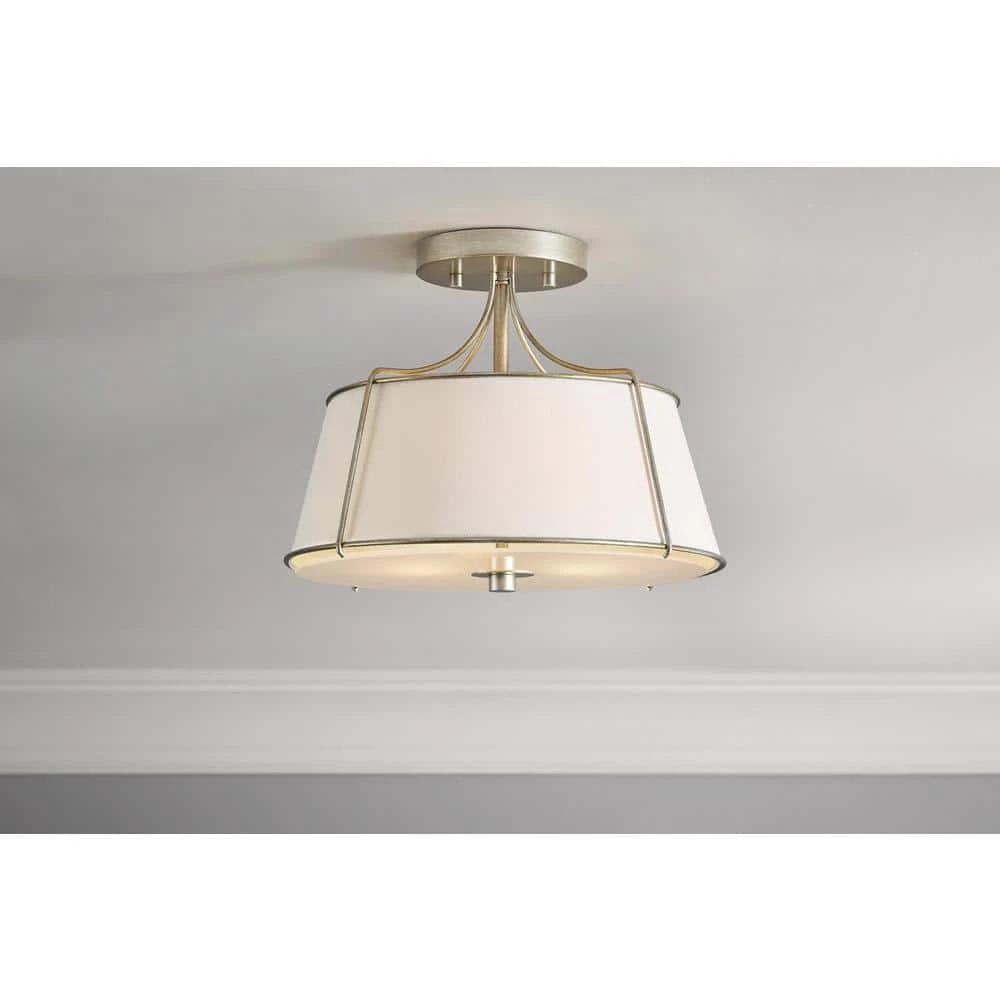 Charleston Park 13 in. 3-Light Brushed Gold Semi-Flush Mount by Home Decorators Collection 7 Charleston Park 13 in. 3-Light Brushed Gold Semi-Flush Mount by Home Decorators Collection - Image 5