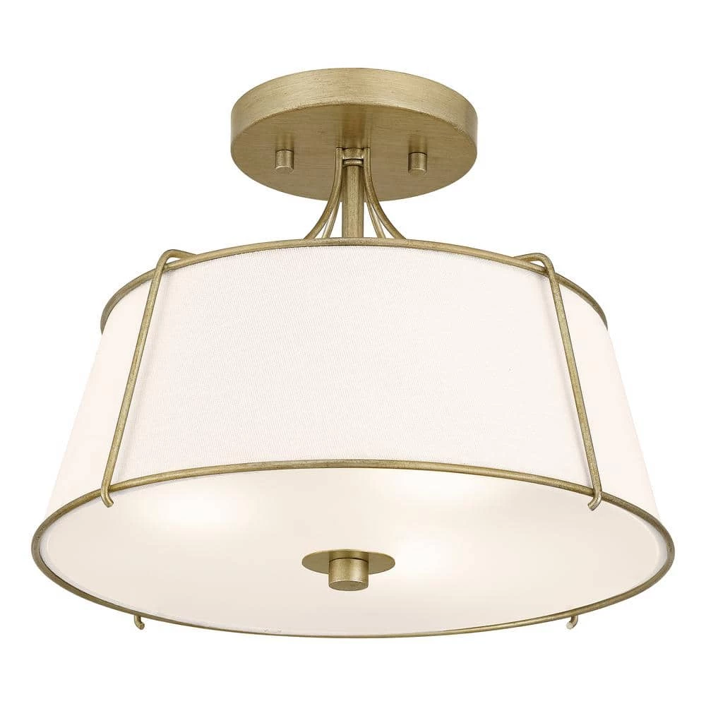 Charleston Park 13 in. 3-Light Brushed Gold Semi-Flush Mount by Home Decorators Collection 10 Charleston Park 13 in. 3-Light Brushed Gold Semi-Flush Mount by Home Decorators Collection - Image 8
